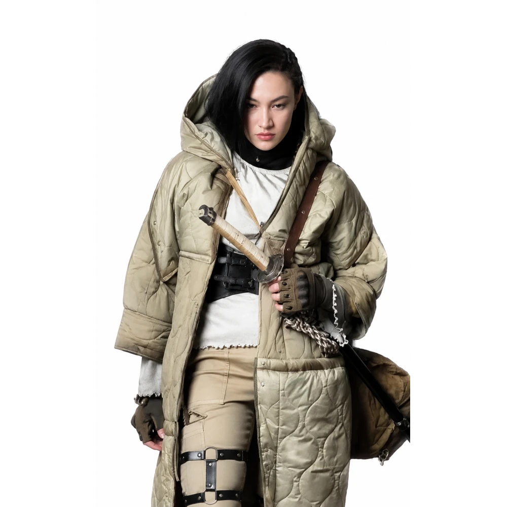 The Last Assassins Athena Park Beige Quilted Hooded Coat | America